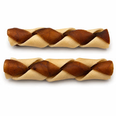 Natural braided camel and buffalo hide chew
