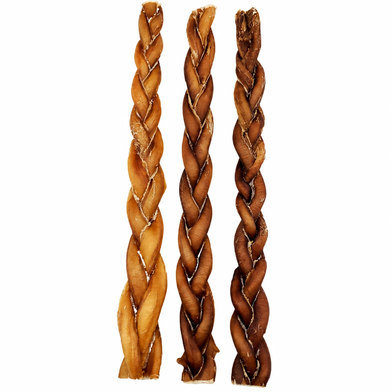Multi-pack 12 inch thick braided bully sticks – low odour single ingredient dog chews