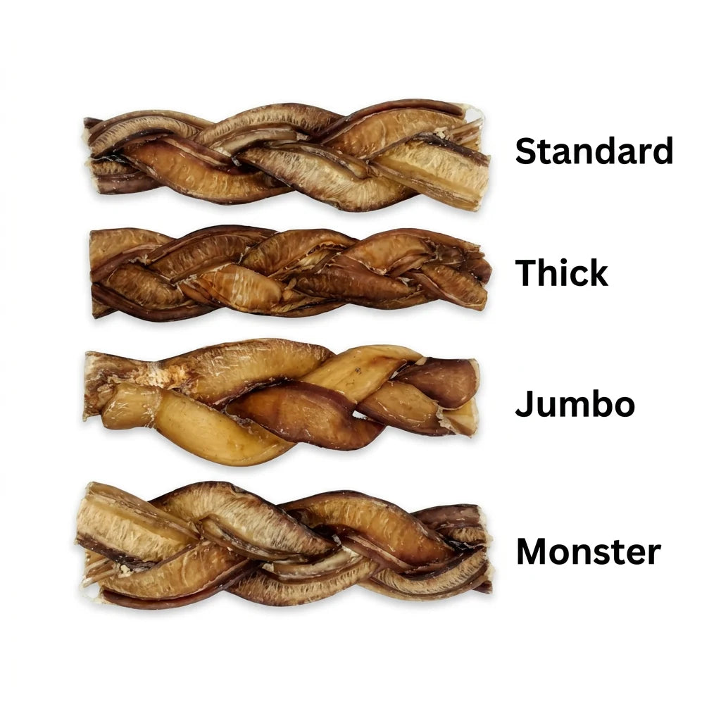 Munchie Bones Braided bully sticks variations chart