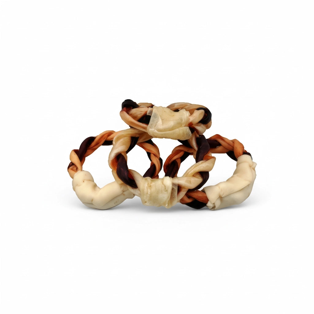 Multi-pack beef collagen braided ring chews – long-lasting dog chews for all breeds
