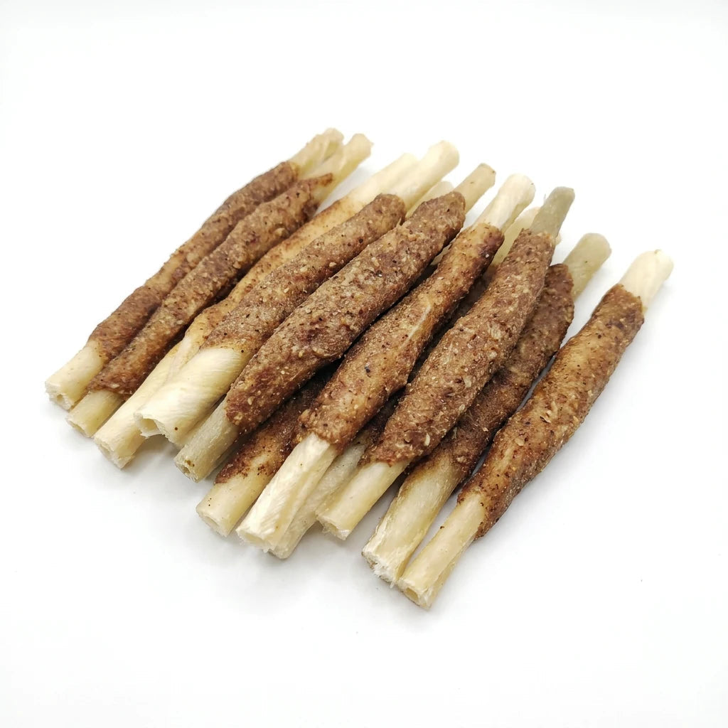 Beef collagen and minced chicken dog treat