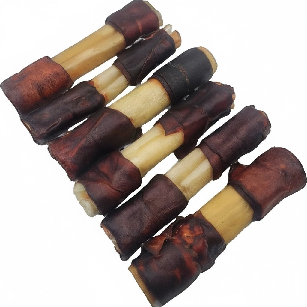 Multiple beef collagen sticks showing natural texture – long-lasting dog chews