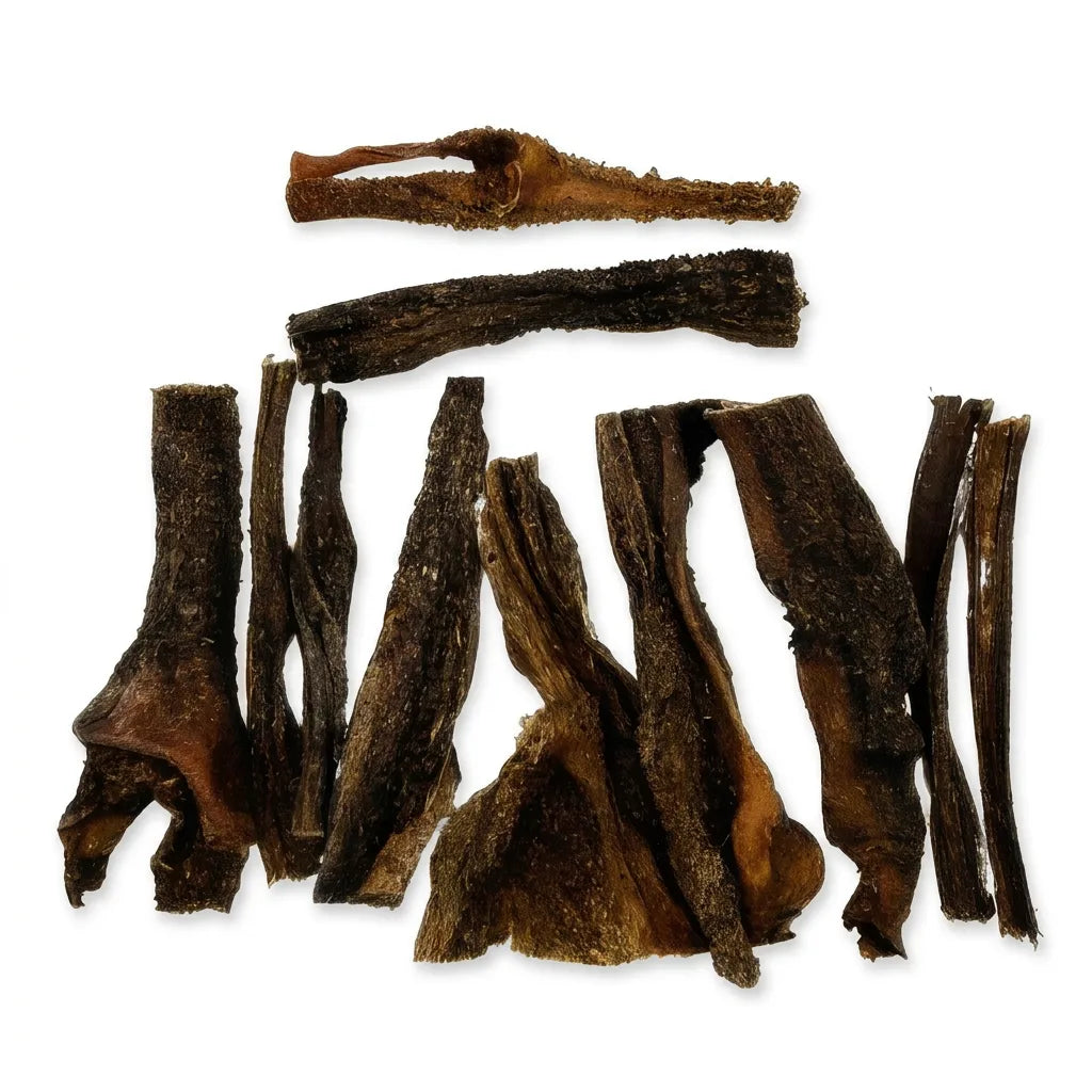 Multiple beef tripe strips showing natural texture – single-ingredient dog treats