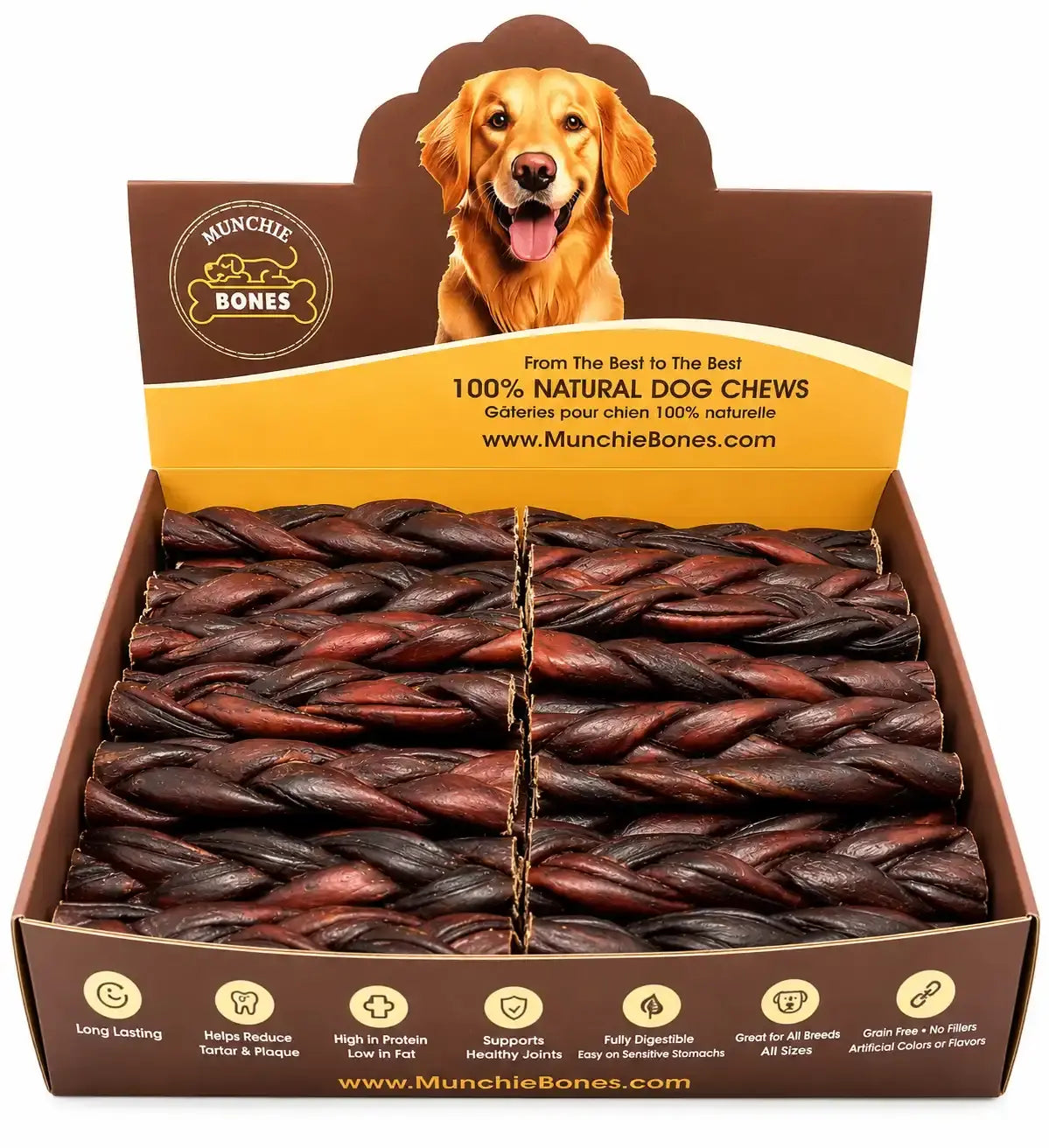 Braided beef hide alternative collagen chew