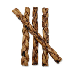 Braided collagen chew with savory liver coating