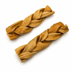 Braided goat skin natural dog chew