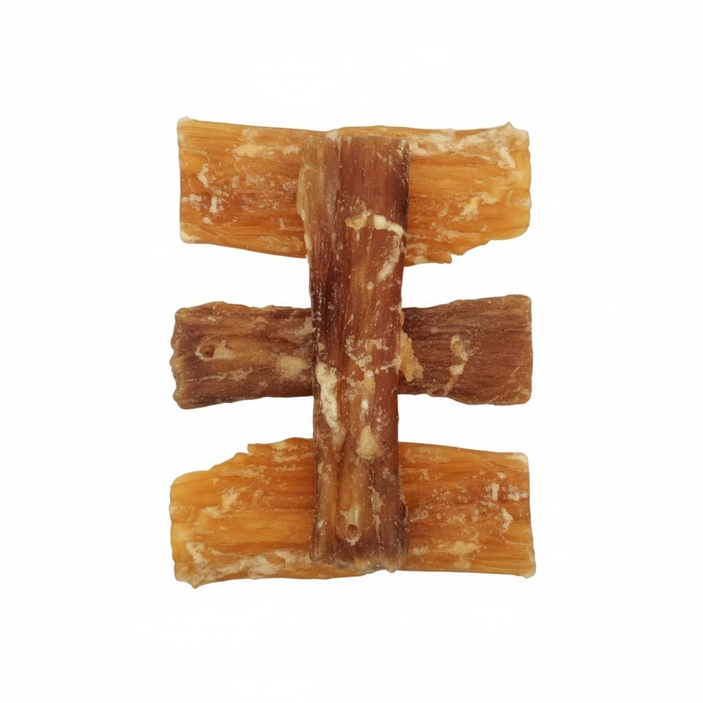 Multiple beef back tendon chews showing natural texture – long-lasting beef dog chews