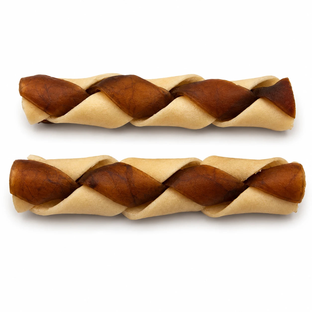 Natural braided camel and buffalo hide chew