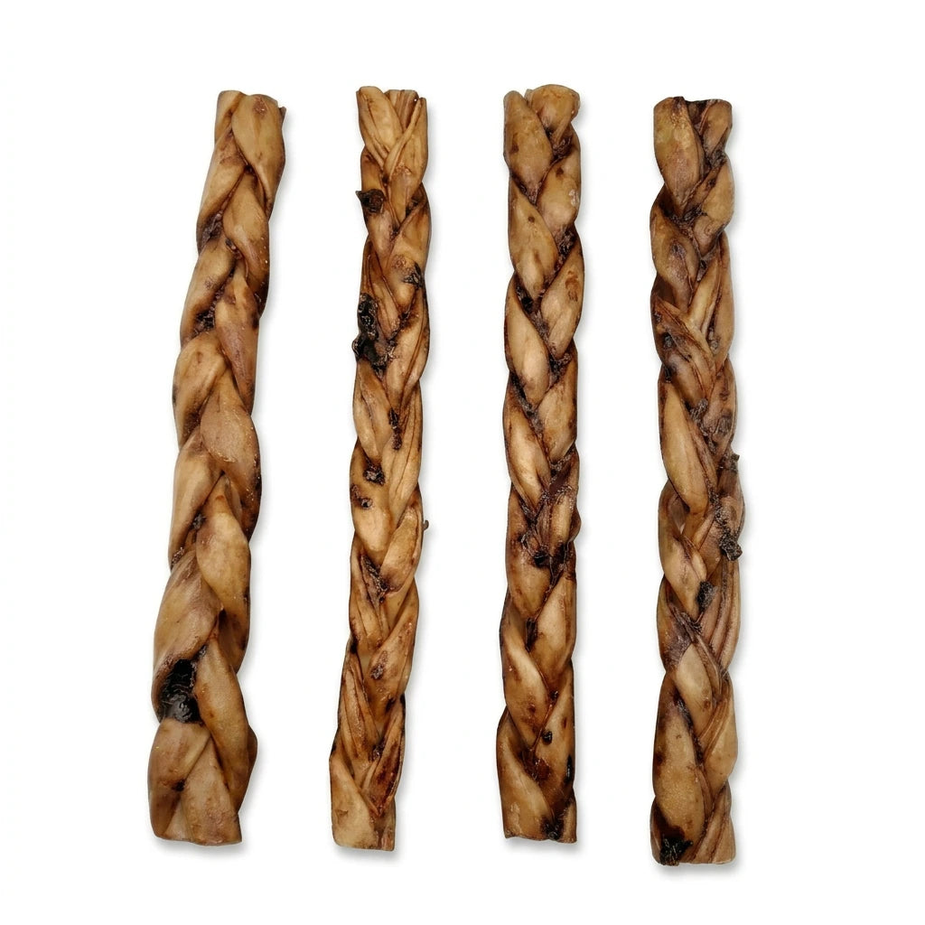 Natural braided collagen dog chew liver glazed